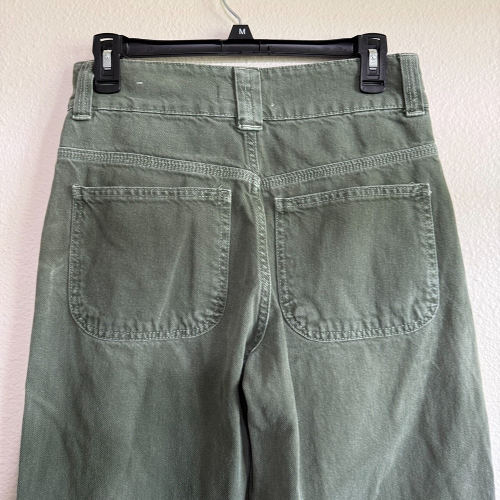 MNG Denim Jeans Women's Size 2 Green Chop Pockets Mid-Rise Straight Classic - Picture 6 of 14